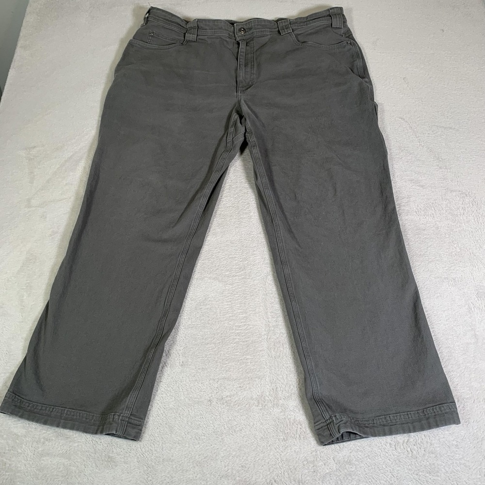 Duluth‎ Trading Co Flex Fire Hose Pants Mens 42x30 Gray Canvas Carpenter Relaxed